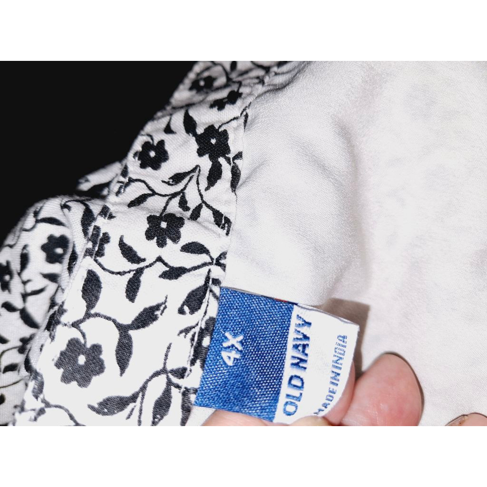 Old Navy Floral Size 4X White Black women's mini cottage core puff sleeves dress - Picture 8 of 9